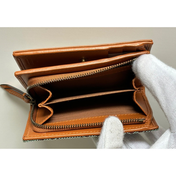 Gucci GG Leather/Canvas Compact Bifold Card Wallet Azure/Brown Italy 783121 NIB - Picture 10 of 12